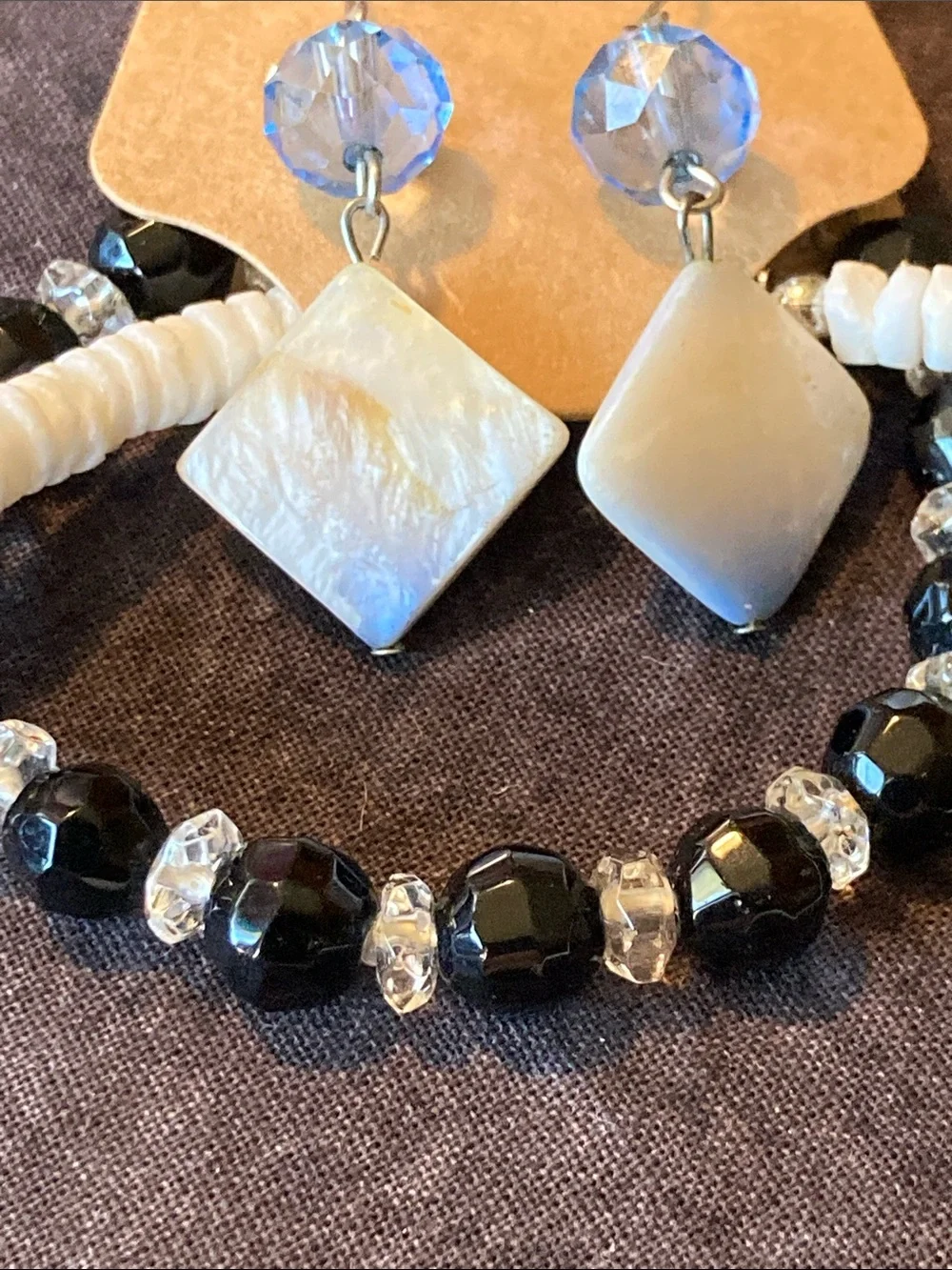 Handmade White Flower Necklace with Earrings and Bracelet Boho Style